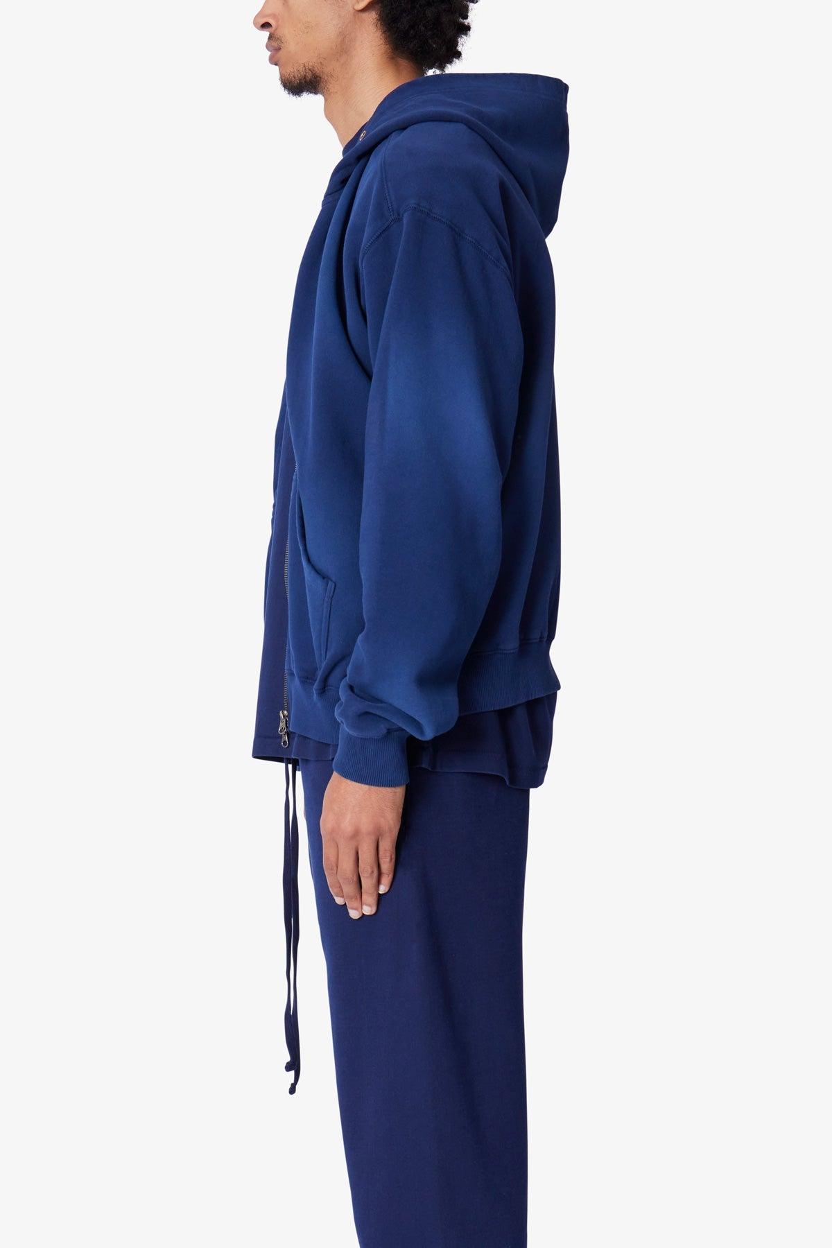 Faded Basic Zip Up Hoodie - Navy Product Image
