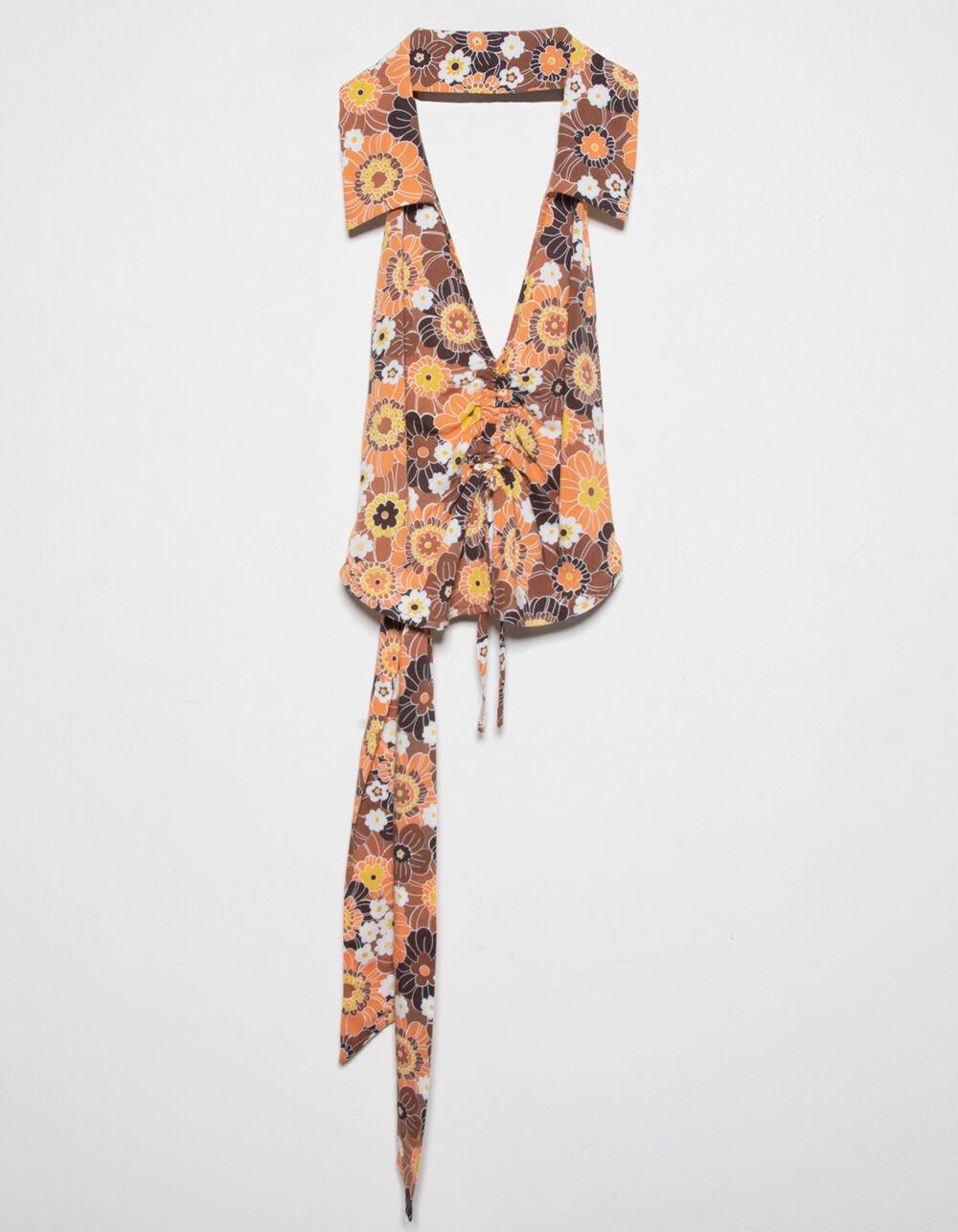 RSQ Womens Collared Cinch Front Halter Top - MULTI Product Image