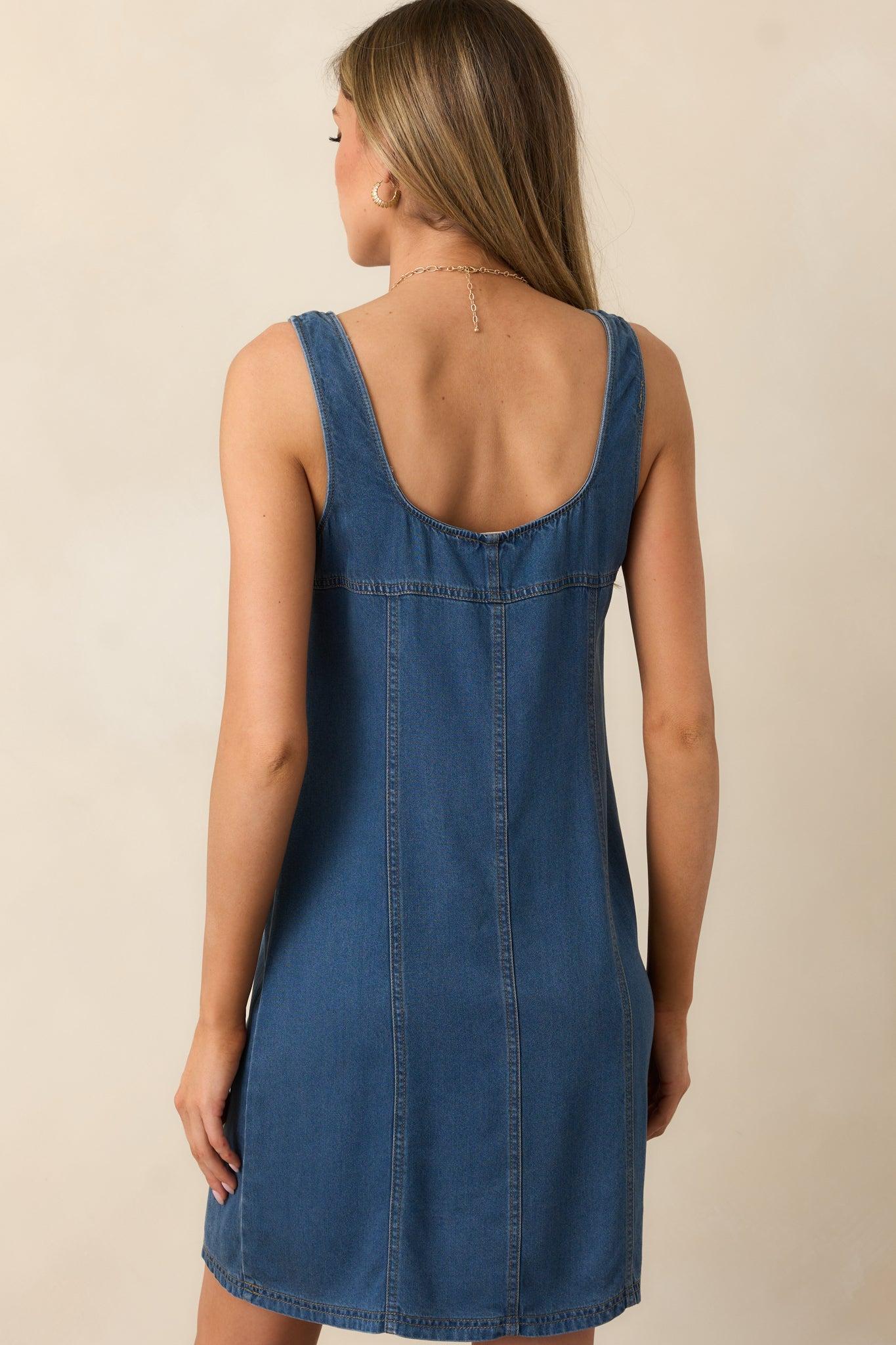 What It Means To Me Dark Wash Chambray Mini Dress Product Image