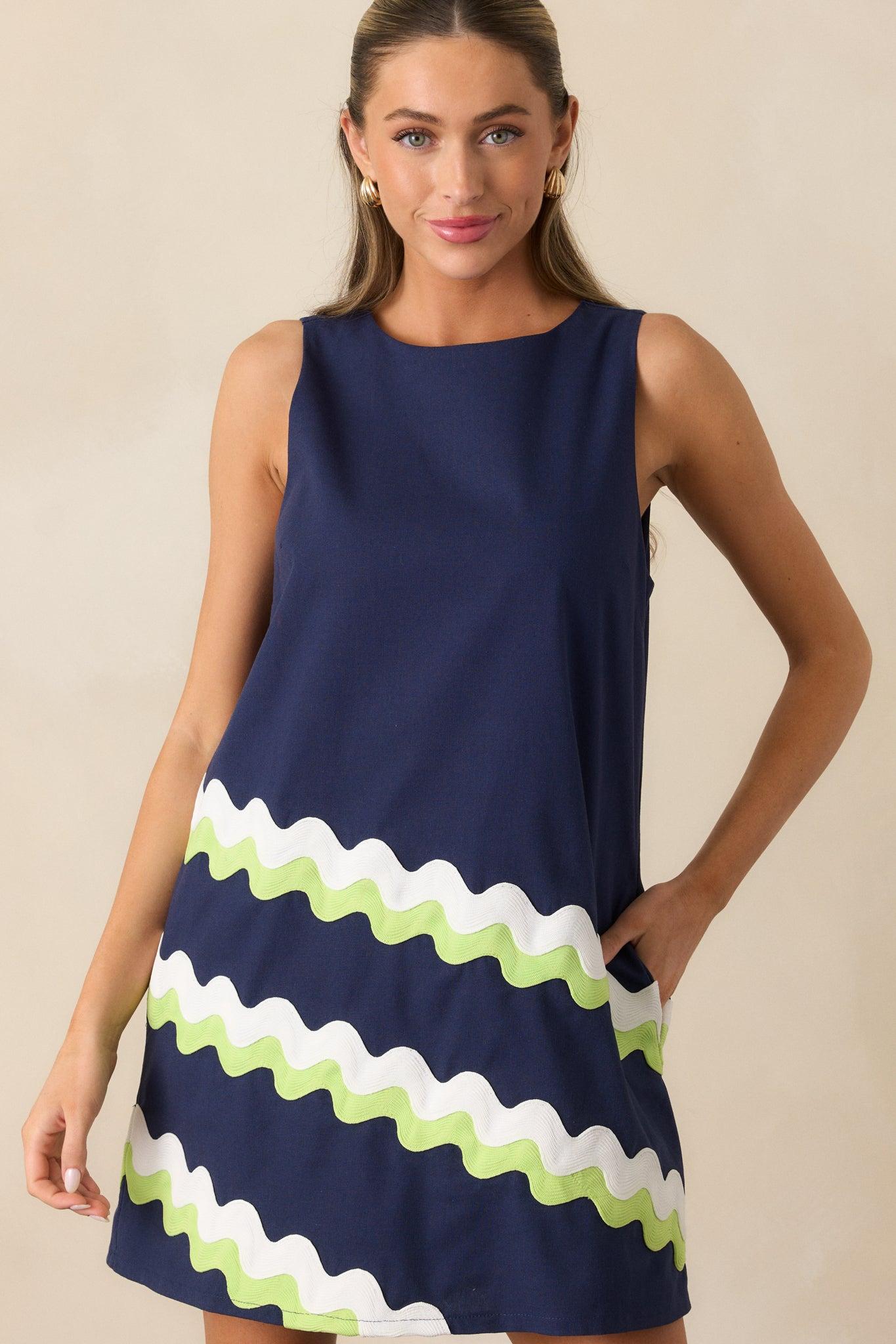 Prosperina Catania Navy Cotton Shift Dress L / Navy Product Image