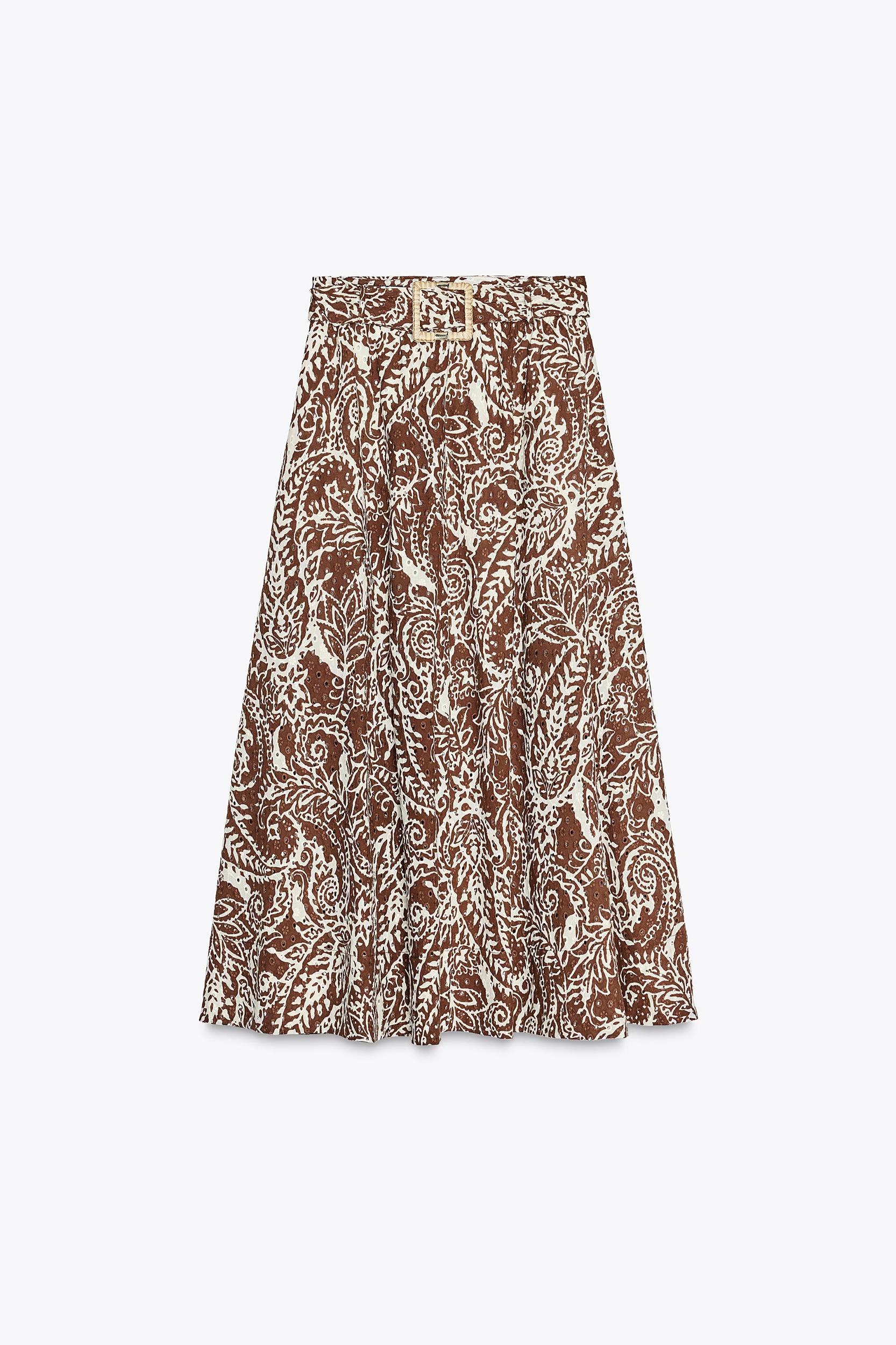 EMBROIDERED EYELET MIDI SKIRT Product Image