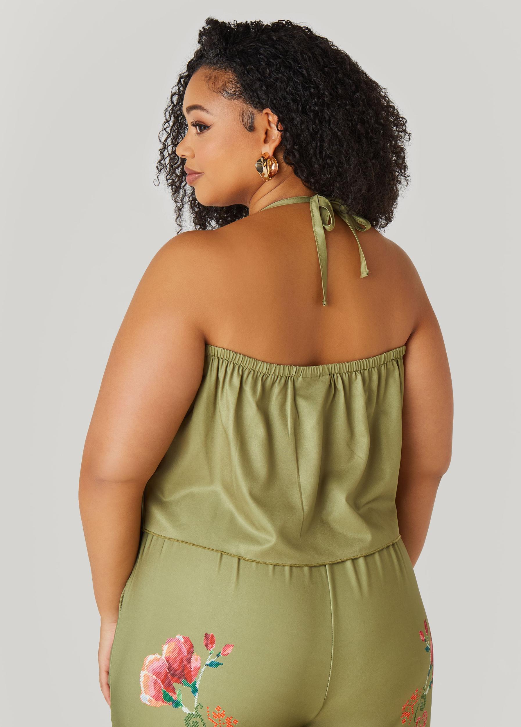 Tie Front Floral Halter Top Product Image