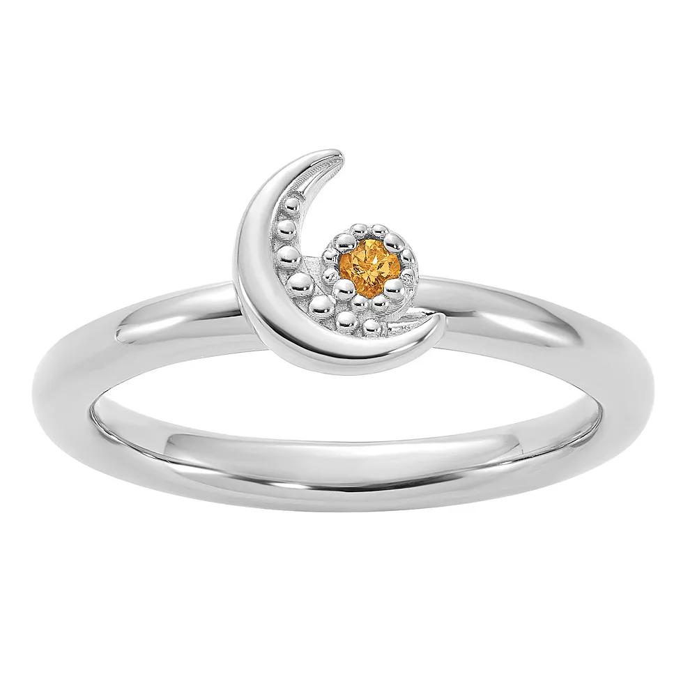 Stacks & Stones Sterling Silver Stackable Citrine Moon Ring, Women's, Size: 6 Product Image
