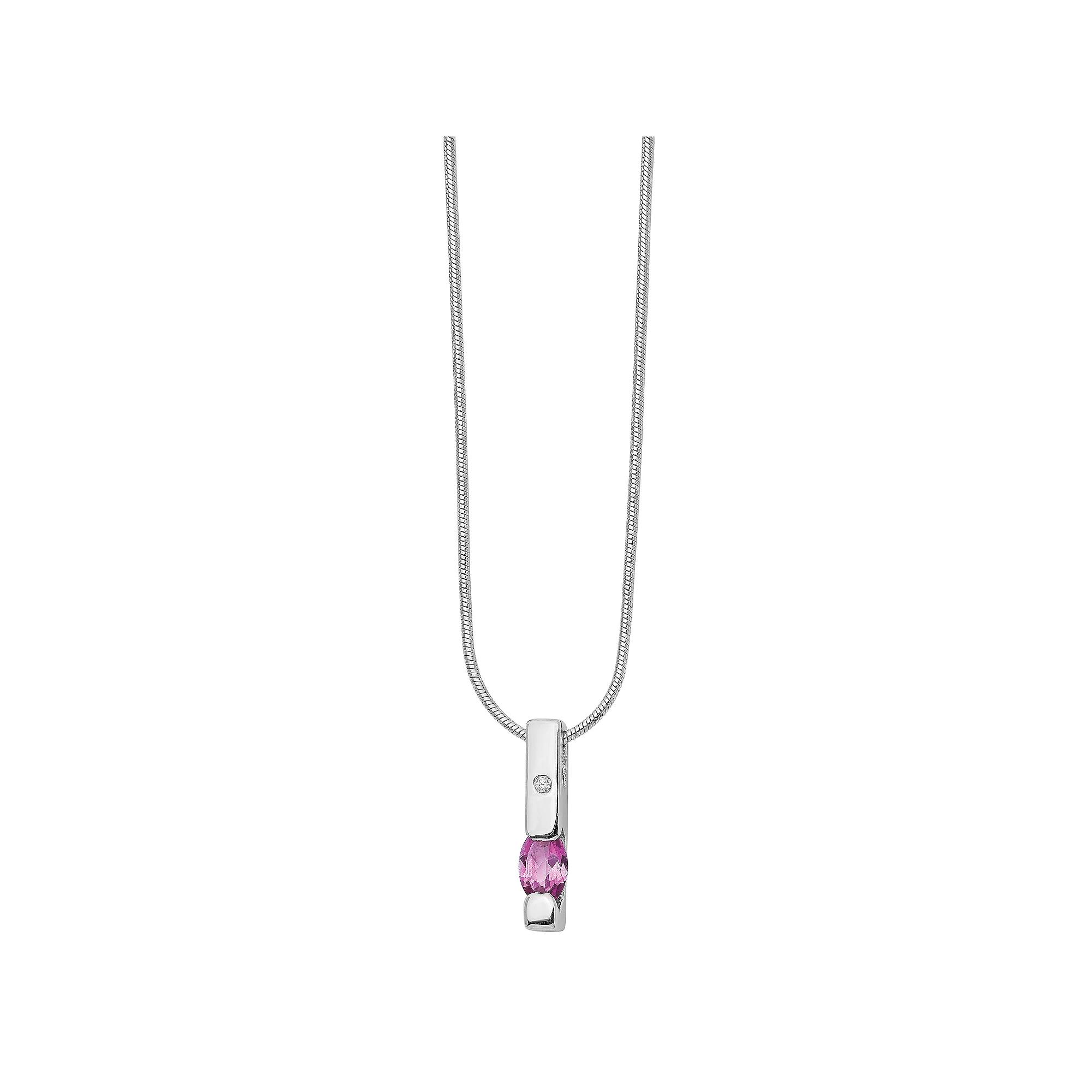 White Ice Sterling Silver Diamond Accent & Pink Tourmaline Necklace, Women's, Size: 18" Product Image