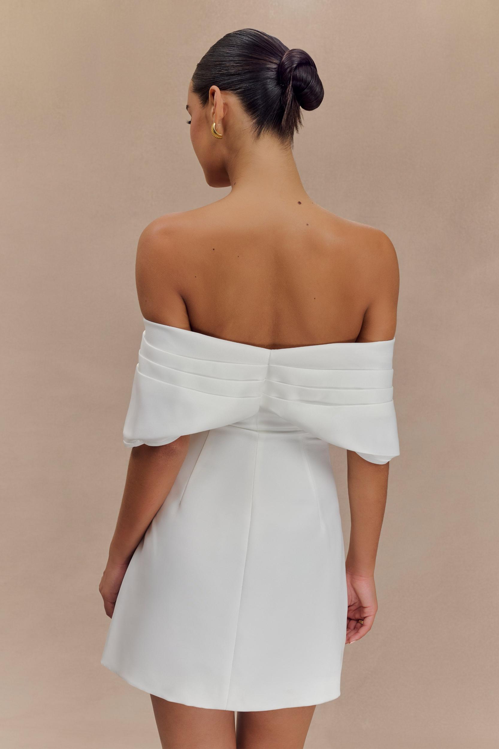Gloria Mini Off Shoulder Drape Dress - White Product Image