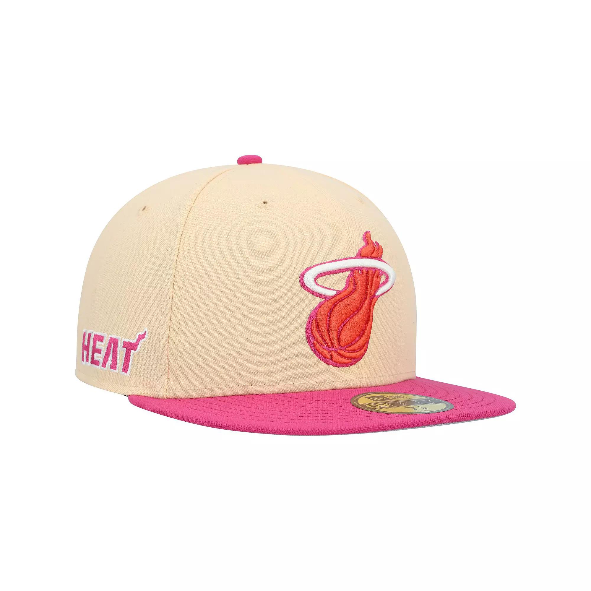 Men's New Era Orange/Pink Miami Heat Passion Mango 59FIFTY Fitted Hat,  Product Image