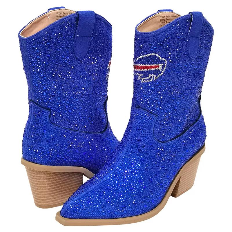 Women's Cuce  Royal Buffalo Bills Crystal Ankle Boots, Size: 10, Blue Product Image
