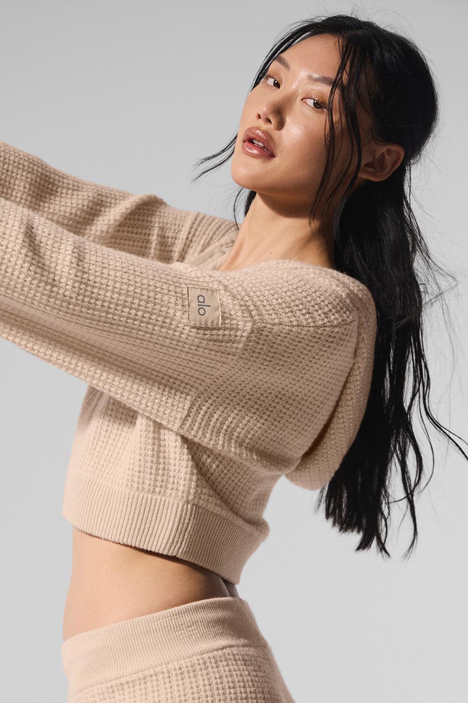 Cashmere Plush Waffle Full Zip Hoodie - Macadamia Blush Female Product Image