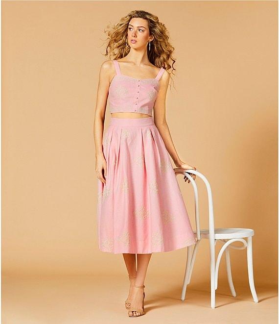 A Loves A Woven Embroidered Sleeveless Tank Strap Sweetheart Neckline Cropped Coordinating Bralette Top Product Image