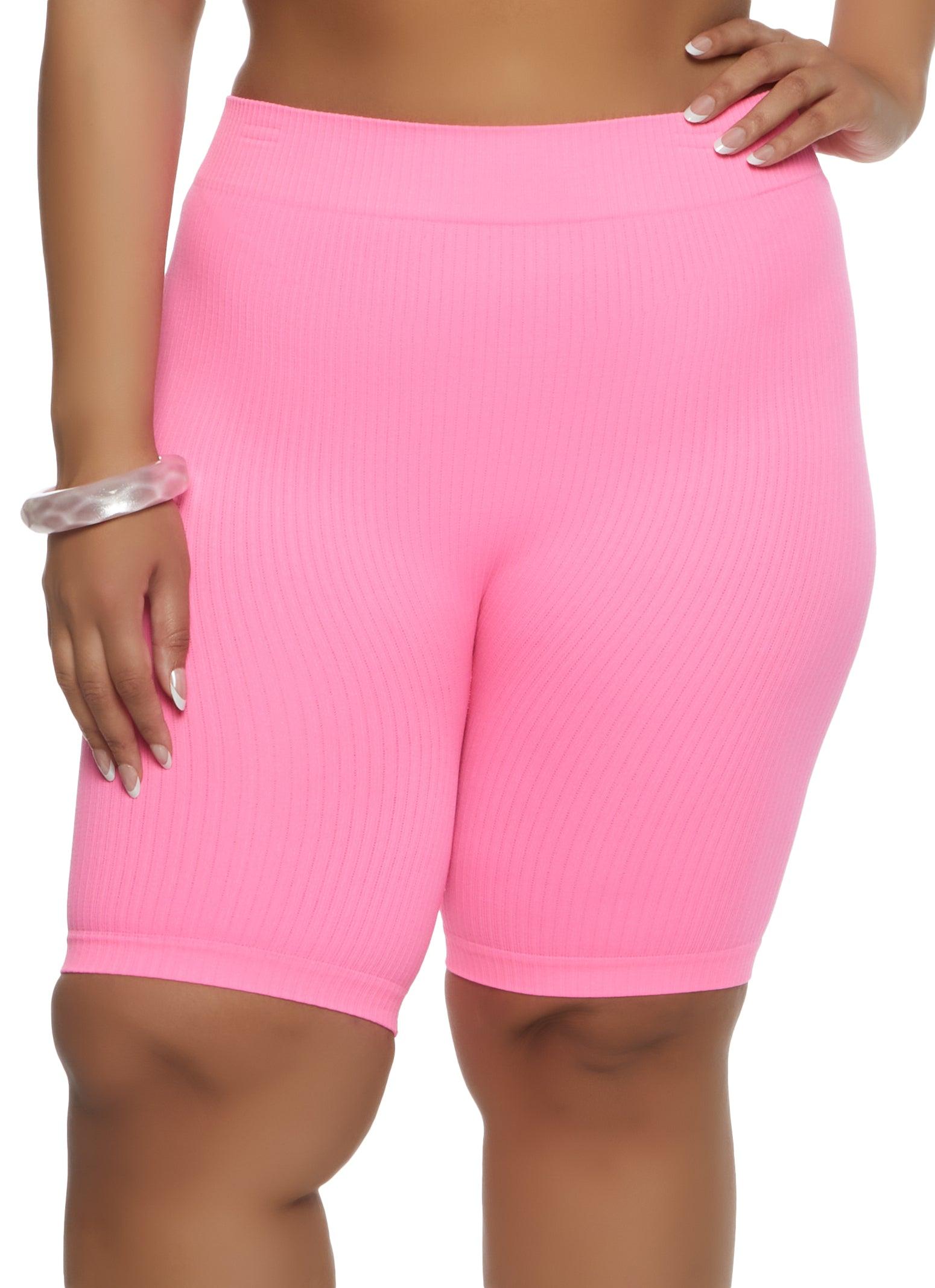 Womens Plus Size Rib Knit Seamless Biker Shorts Product Image