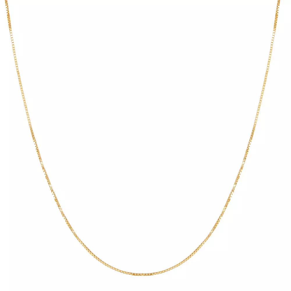 Everlasting Gold 10k Gold 0.7 mm Solid Box Chain Necklace, Womens Product Image