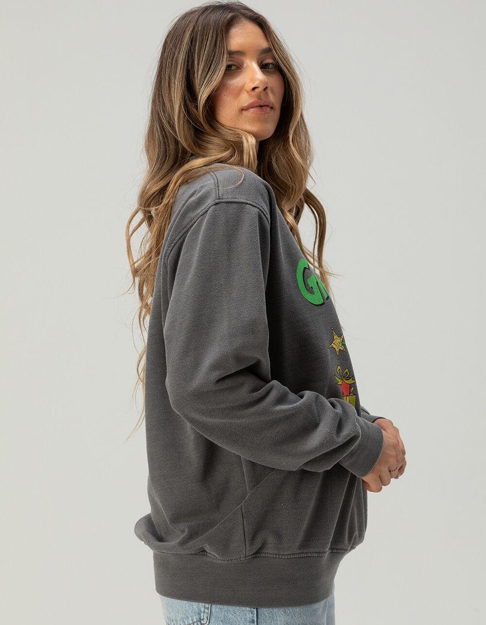 GRINCH Merry Grinchmas Womens Crewneck Sweatshirt - GRAY Product Image