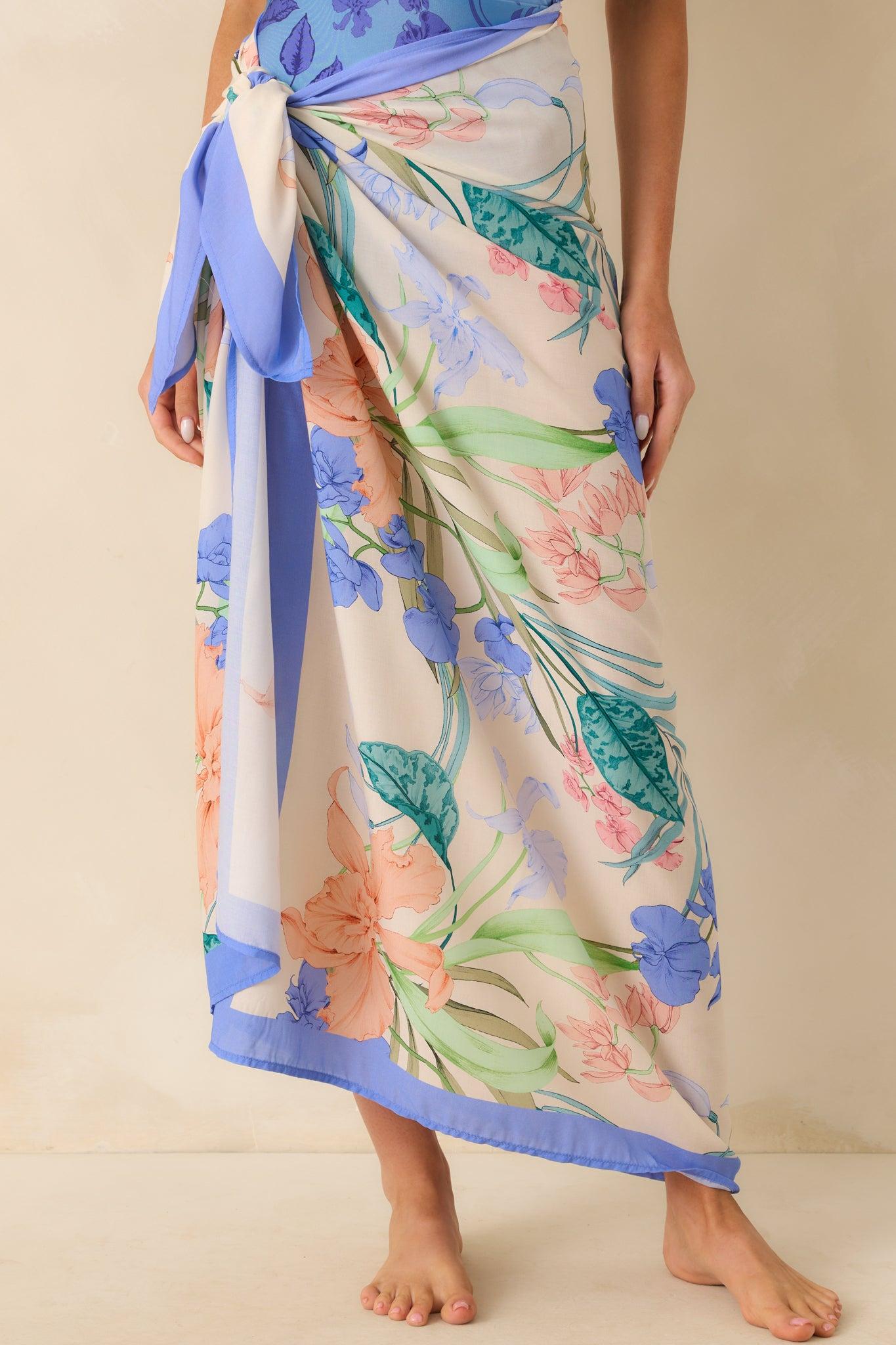 MINKPINK Ivory Floral Print Cotton Ravina Sarong Product Image