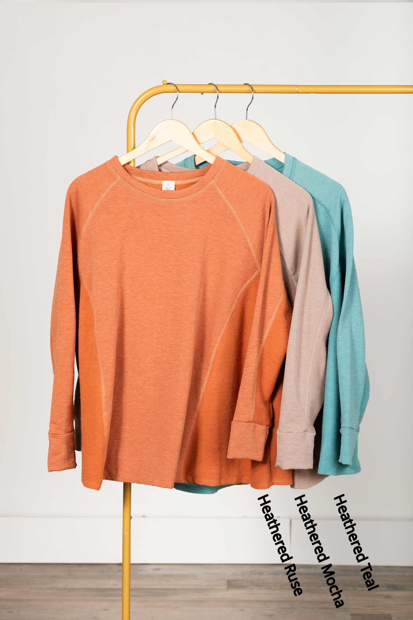 Solid Round Neck Stitch Detail Knit Top Product Image