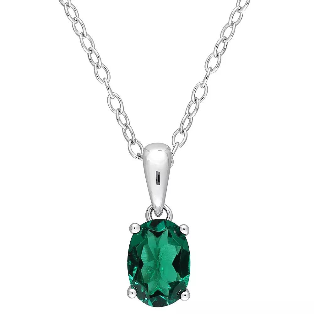 Stella Grace Sterling Silver & Gemstone Oval Stud Pendant Necklace, Women's,  Product Image