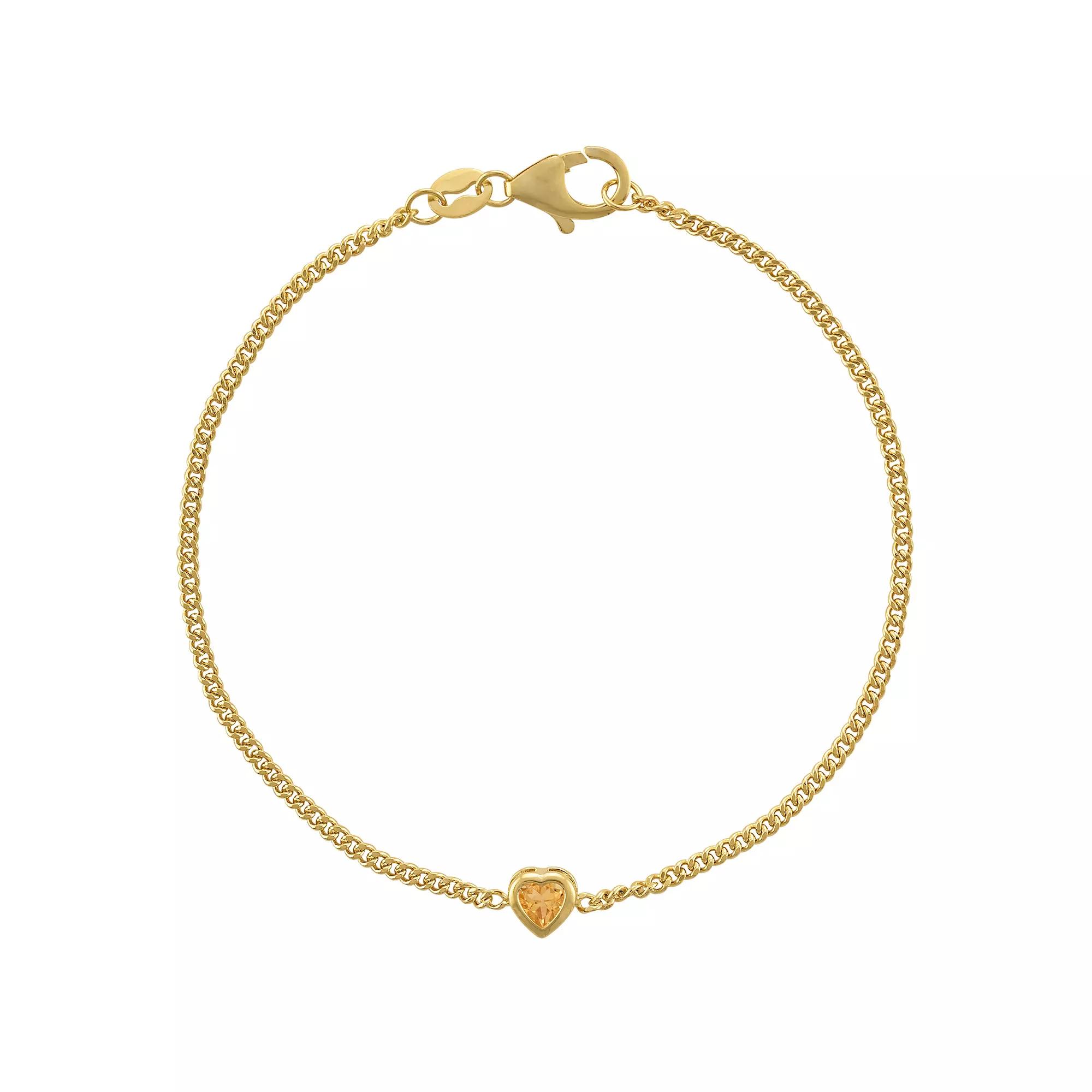 Designs by Gioelli 14k Gold Over Sterling Silver Gemstone Curb Chain Bracelet, Womens, Peridot Product Image