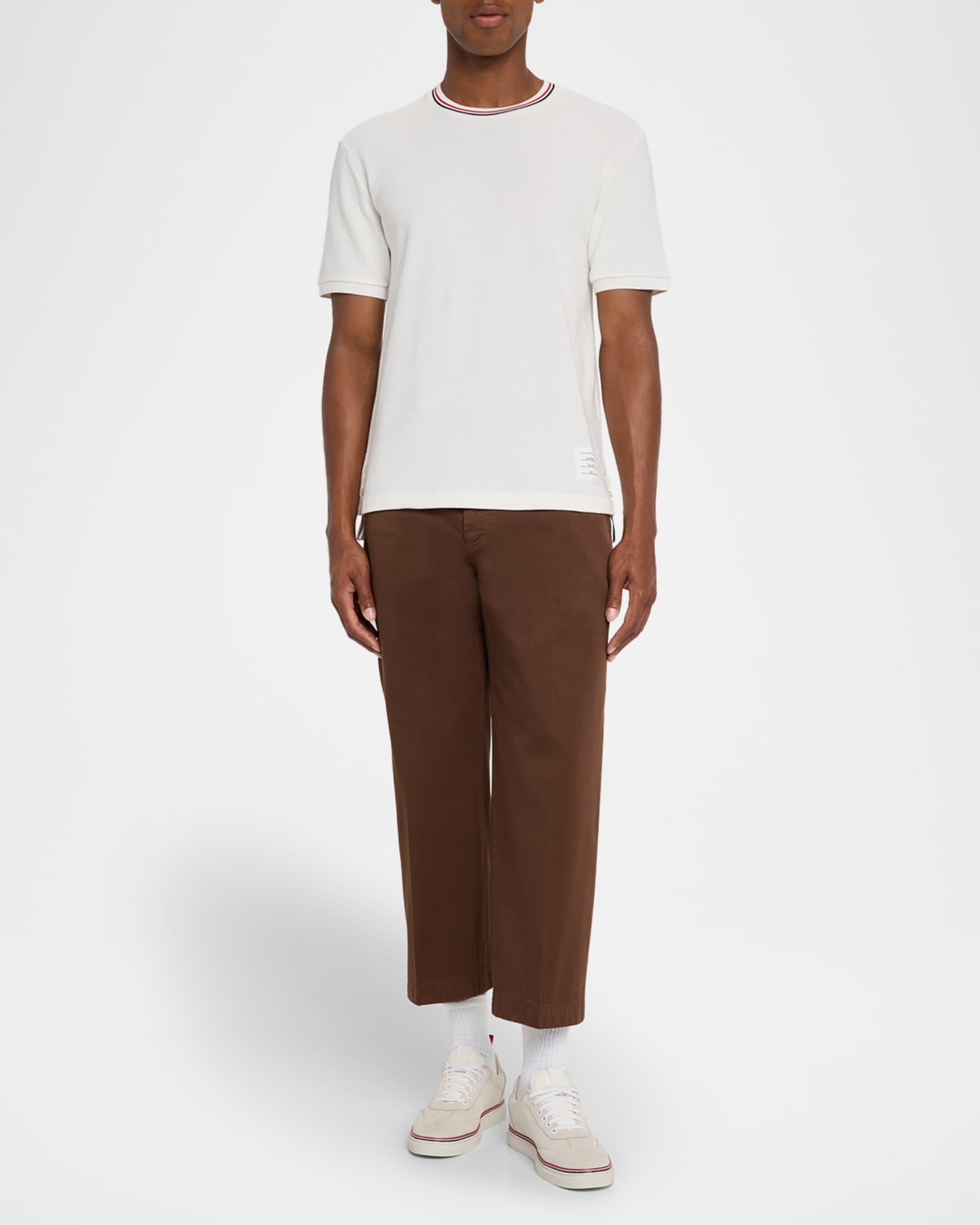 Men's Stripe-Neck Trim Waffle Knit T-Shirt Product Image