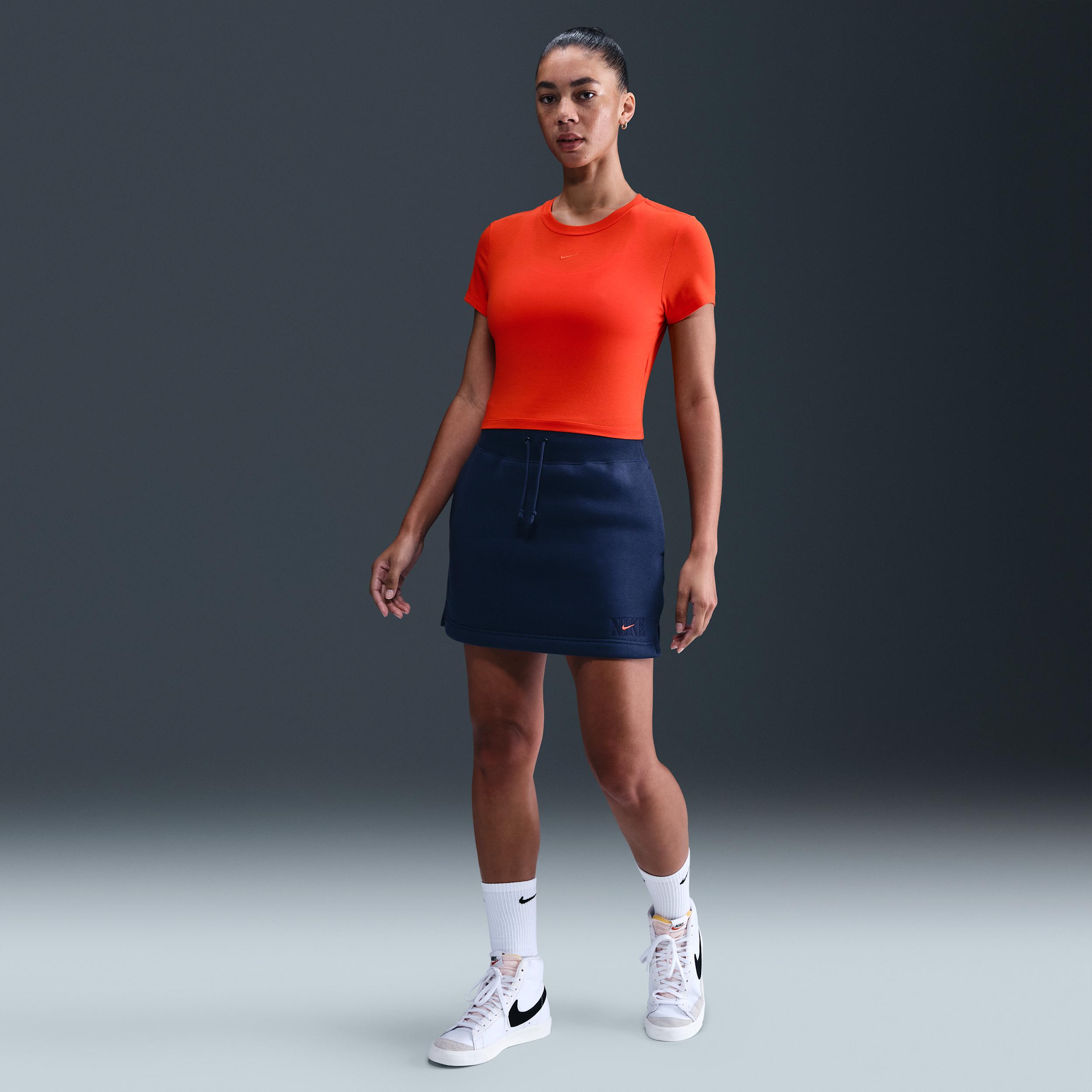 Womens Nike Sportswear Chill Knit Cropped T-Shirt | HF9538-633 Product Image