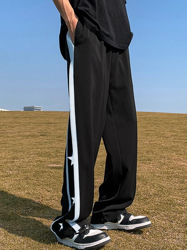 Men's Star Print Piping Detail Sweatpants Product Image
