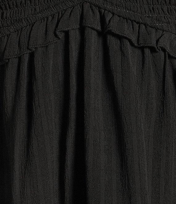 Allison & Kelly Smocked V-Neck Short Sleeve Babydoll Dress Product Image