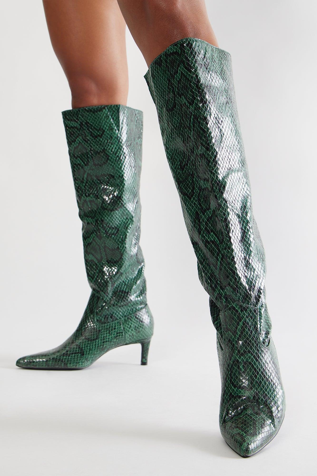 Venezia Knee High Boots - Green/combo Product Image