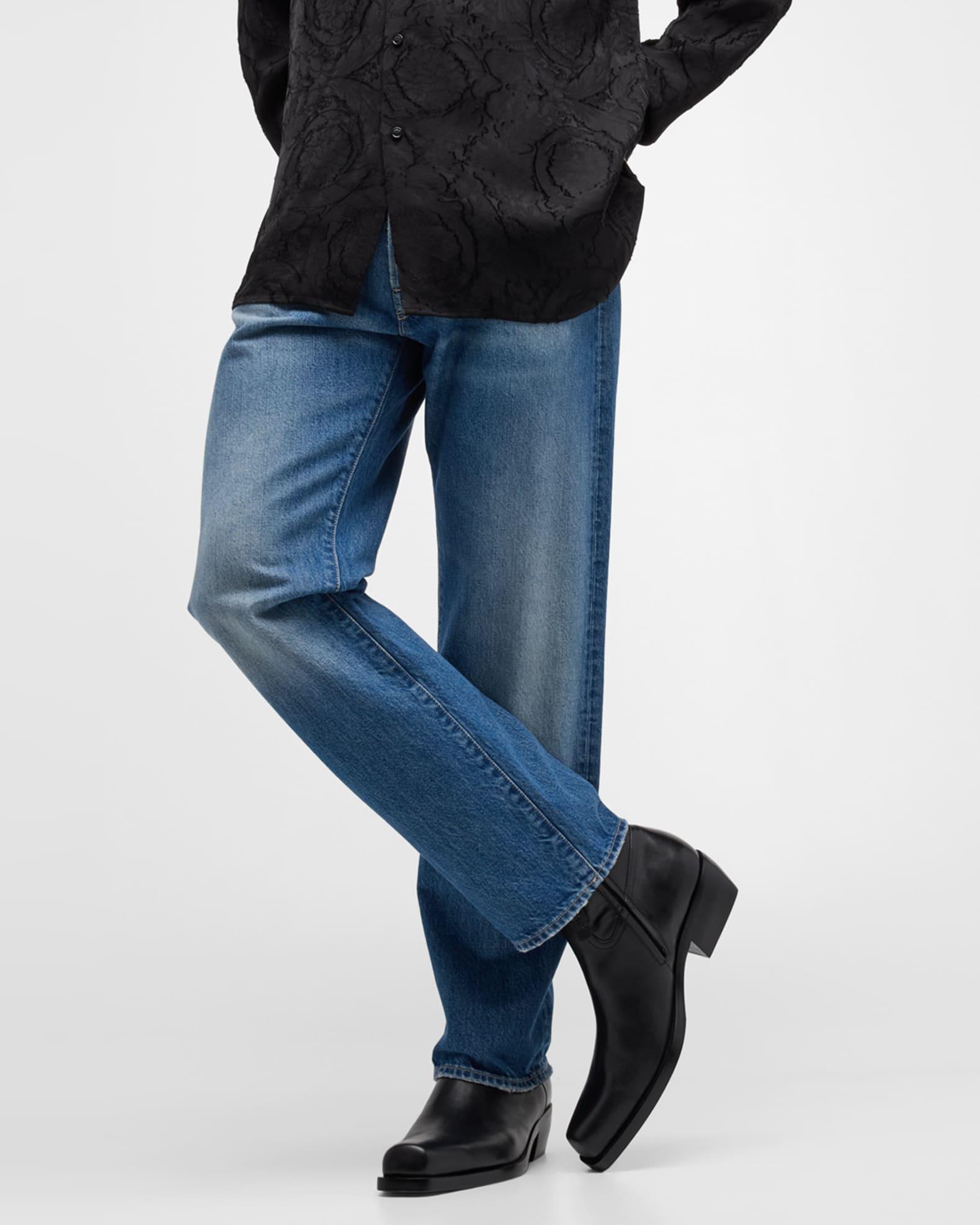 Men's Square-Toe Leather Ankle Boots Product Image