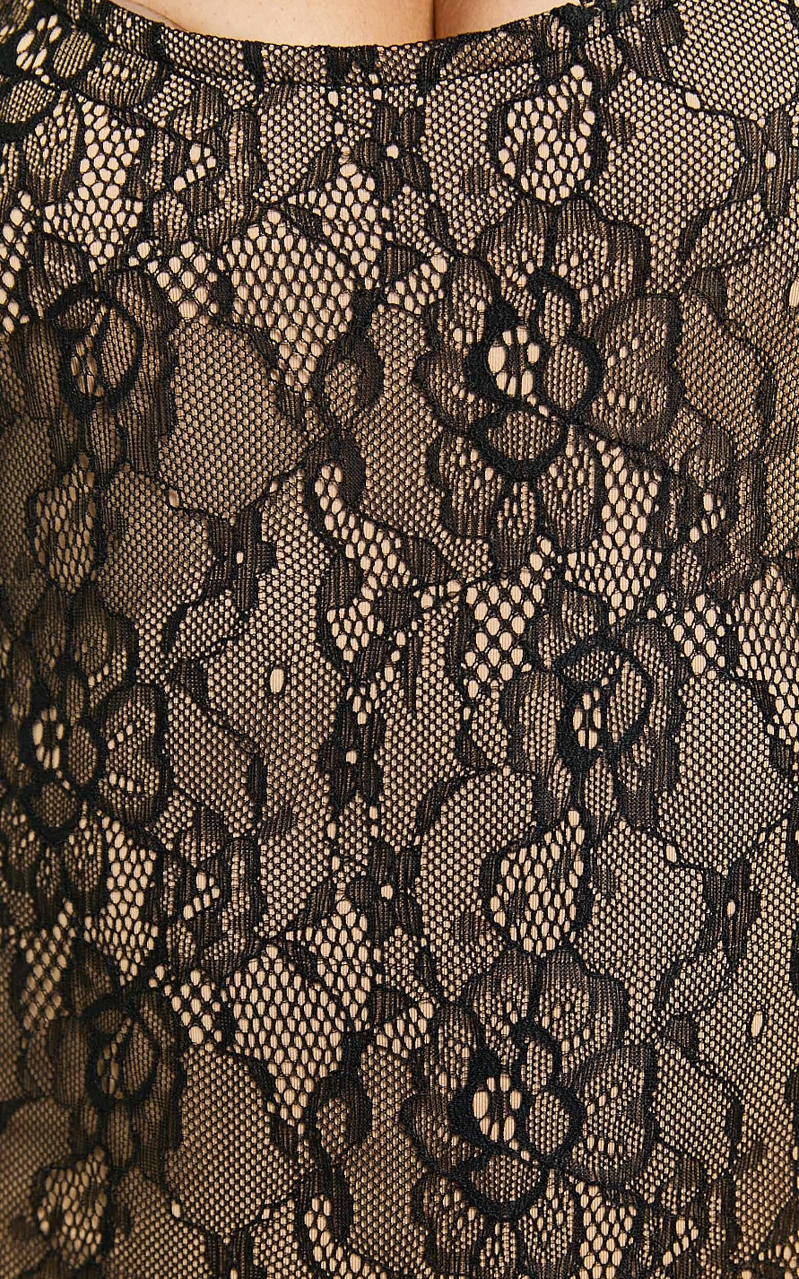 Sadie Bodysuit - Lace Scoop Neck Bodysuit in Black Product Image