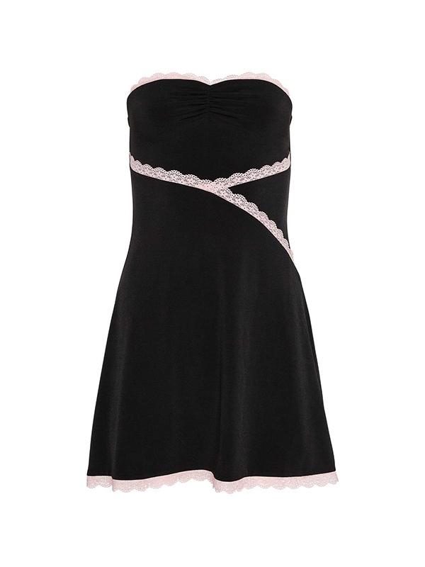 Lace Trim Bandeau Mini Dress Product Image