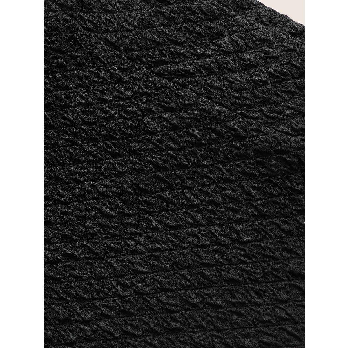 Plus Size Plisse Tie Knot Elastic Waist High Rise Leggings Women Black Casual High stretch Skinny High Rise Everyday Leggings BloomChic 10/M Product Image