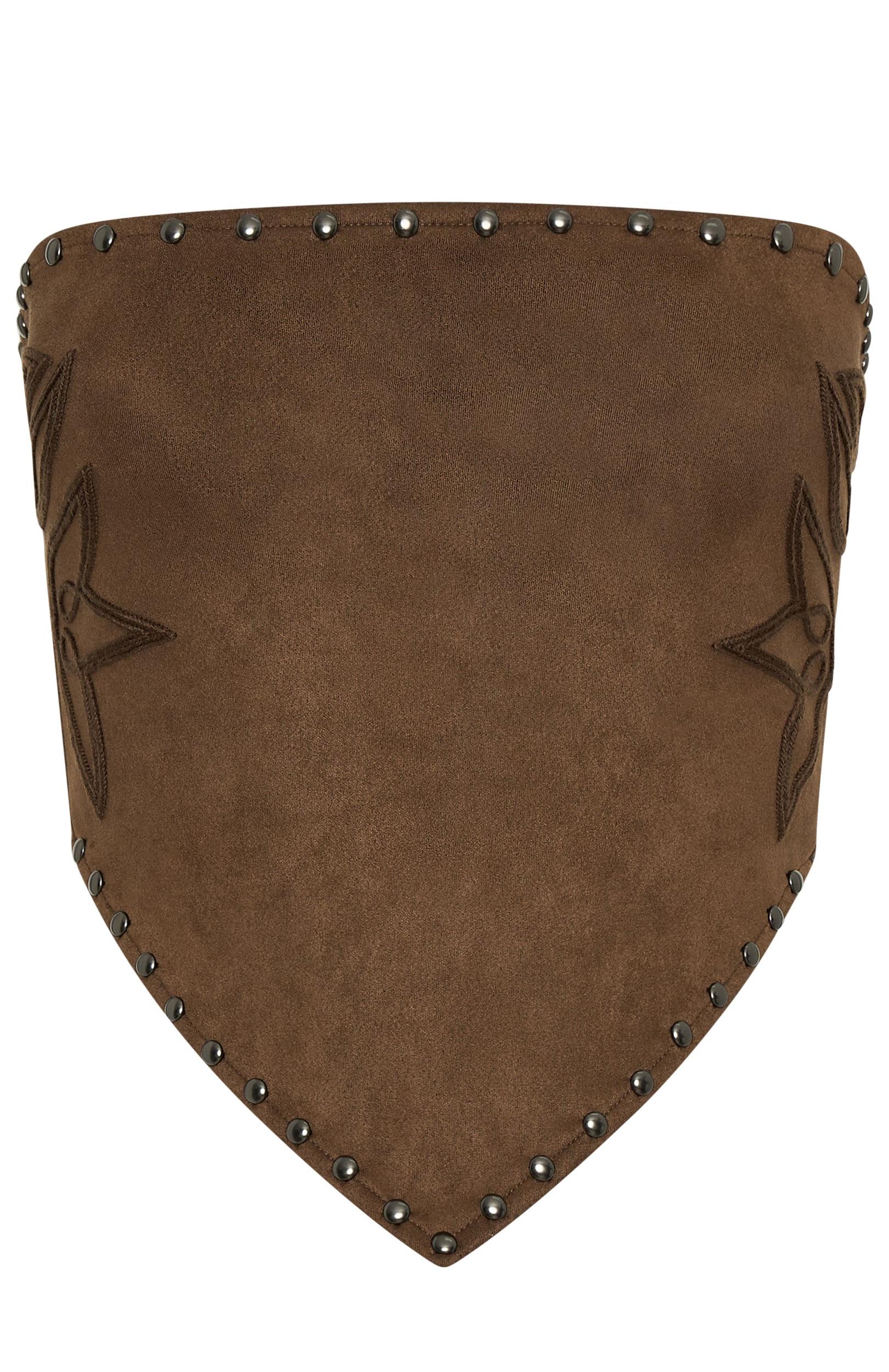 Rumours Strapless Faux Suede Top Chocolate Product Image