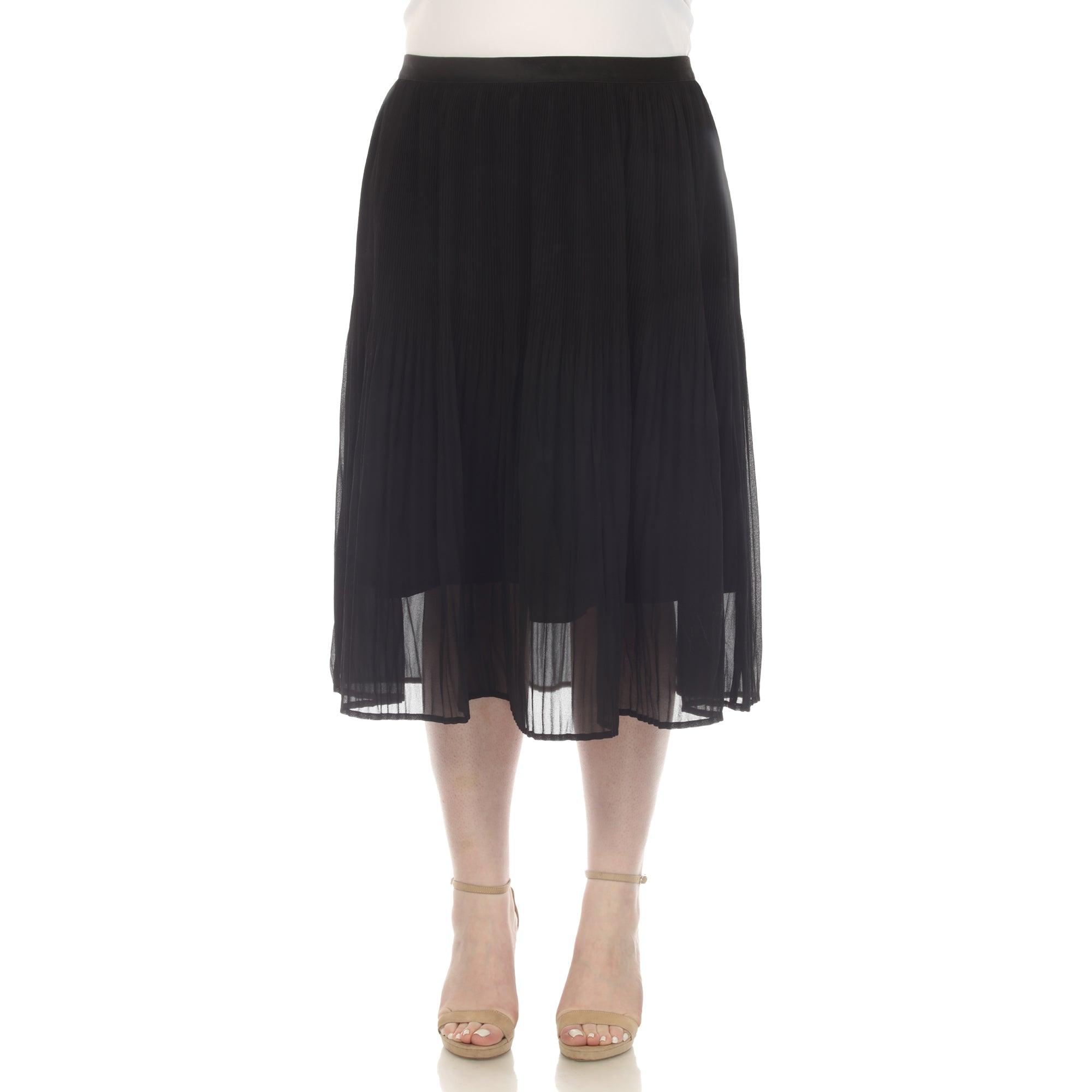 Plus Size Pleated Chiffon Midi Skirt Product Image