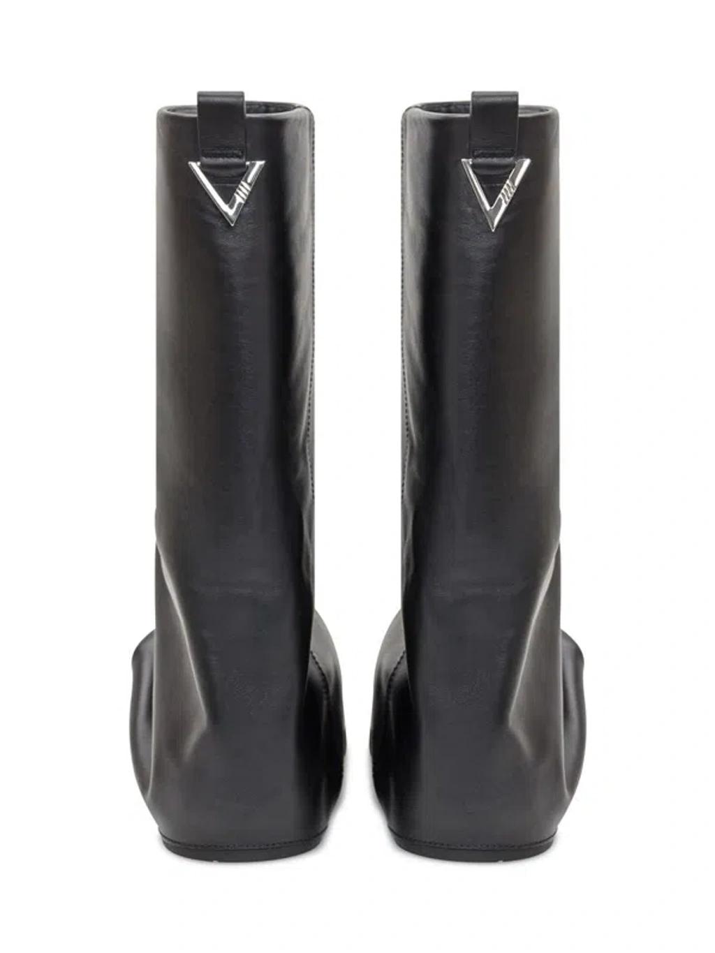 ATTICO Robin Layered Leather Knee Boots In Black Product Image