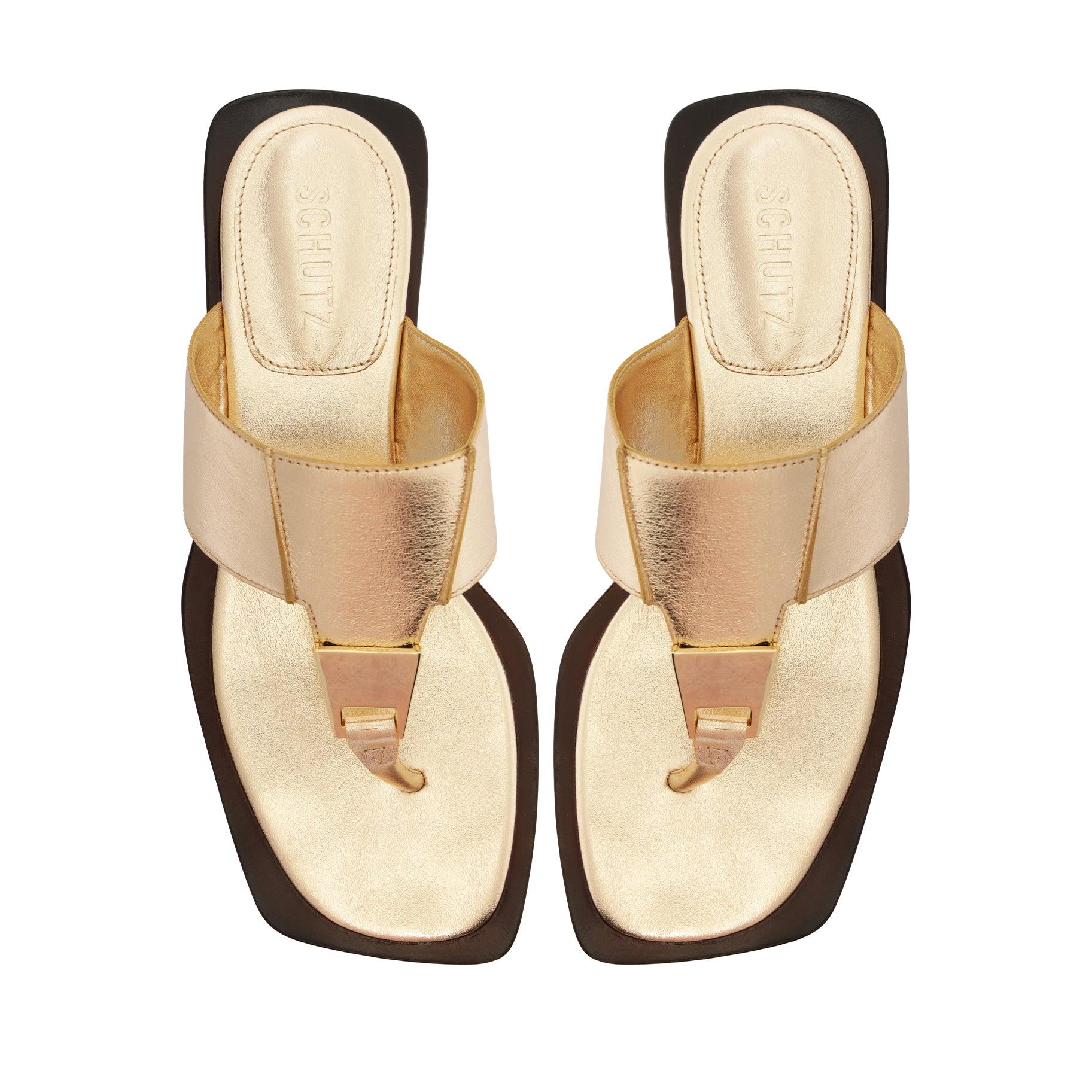 Salma Metallic Leather Flat Sandal Female Product Image