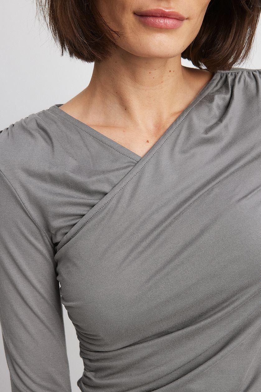 Soft Line Draped Top Grey Product Image