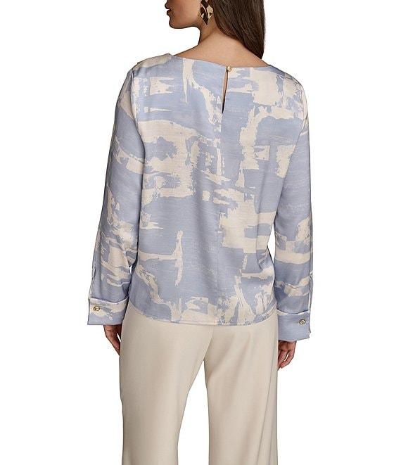 Donna Karan Gold Hardware Shoulder Crew Neck Long Sleeve Top Product Image