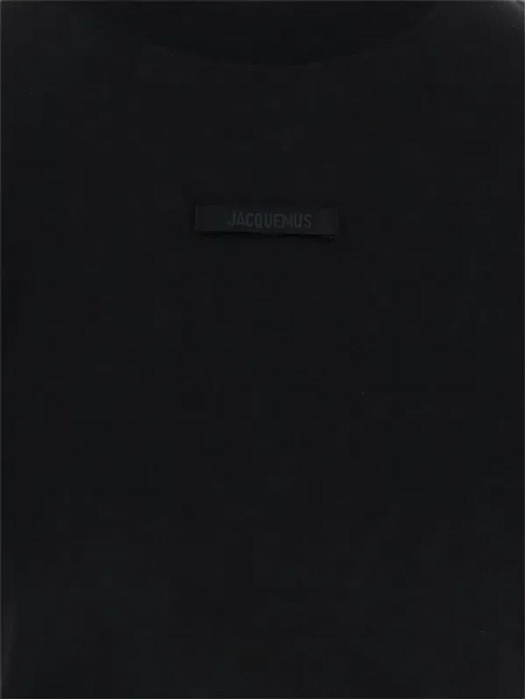 JACQUEMUS Black Fitted T-shirt With Logo Patch In Stretch Cotton Woman Product Image