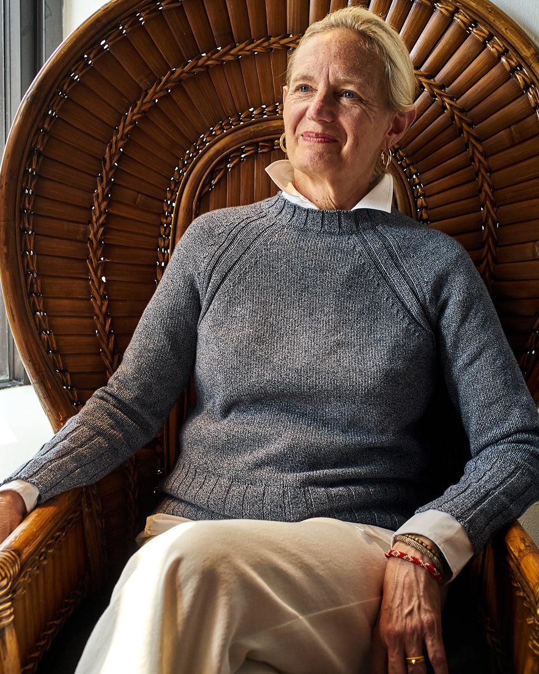 Women's Quaker Crewneck Sweater in Denim Mix Product Image