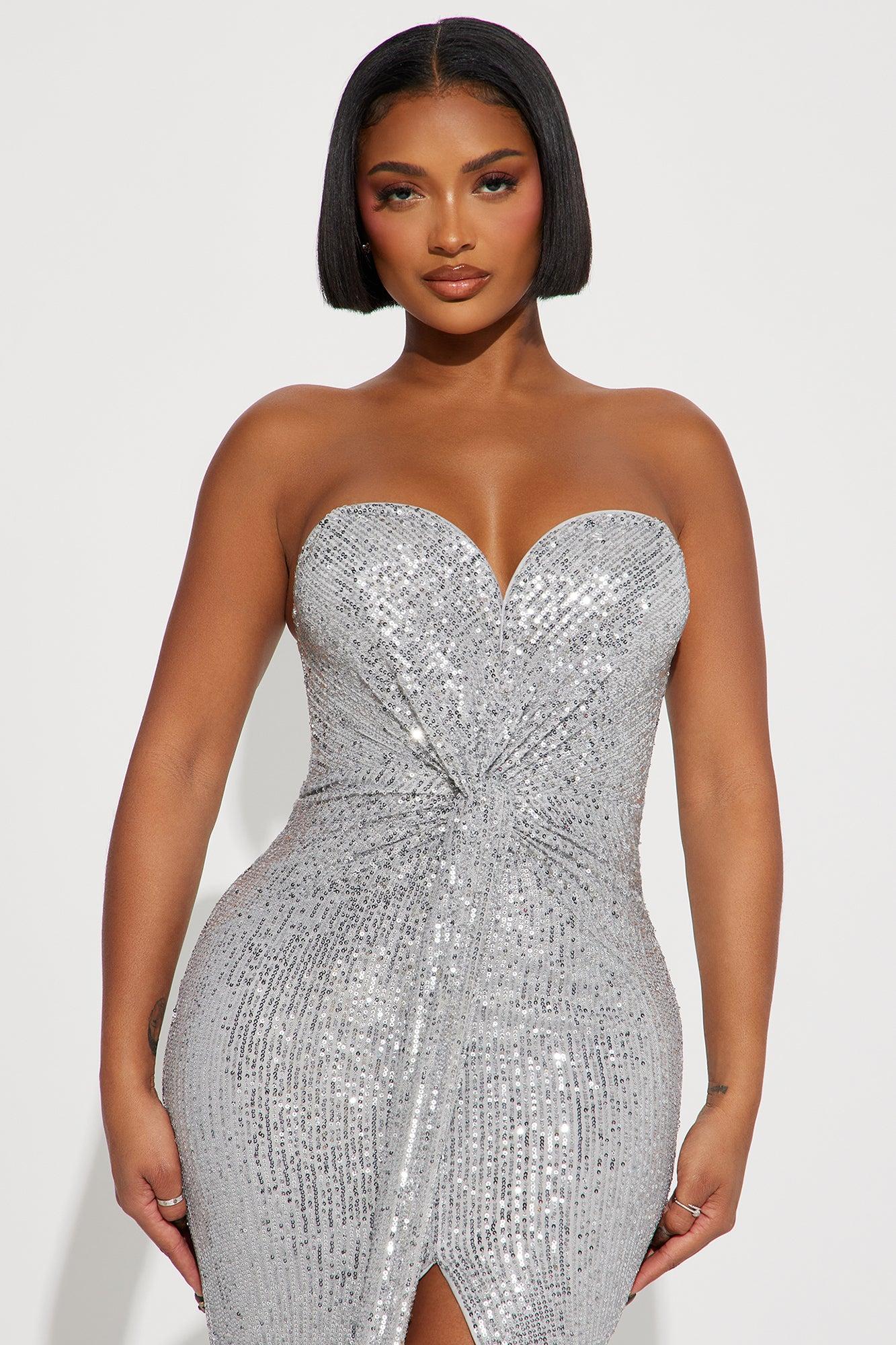 Celeste Sequin Maxi Dress - Silver Product Image