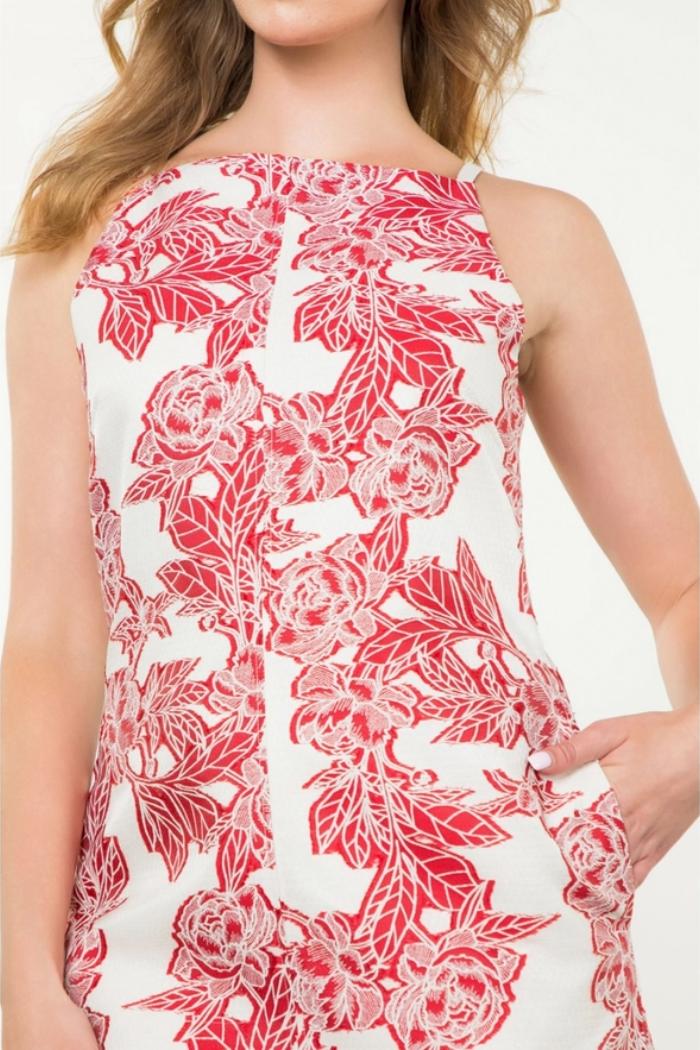 Halter Flower Embroidered Dress Product Image