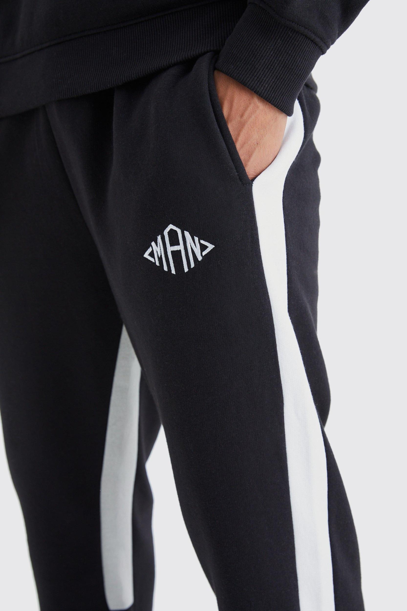 Regular Fit Man Colour Block Gusset Sweatpants | boohooMAN USA Product Image