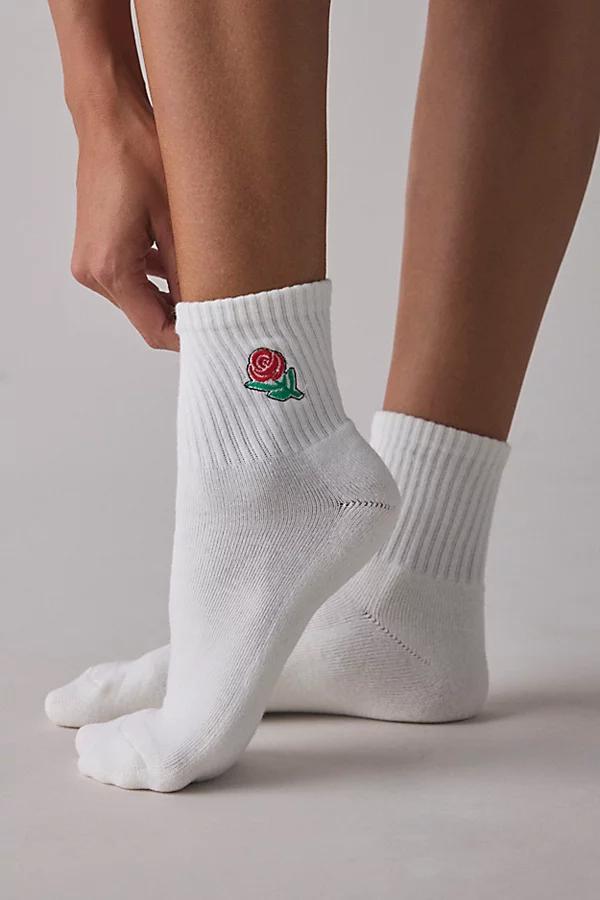 Icon Embroidered Quarter Crew Sock Womens at Urban Outfitters Product Image