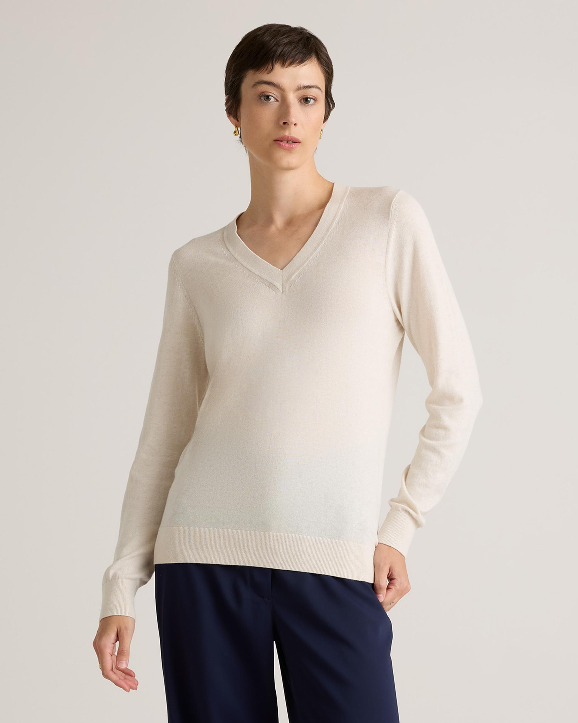 Quince | Women's Lightweight Cotton Cashmere V-Neck Sweater Organic Cotton Product Image