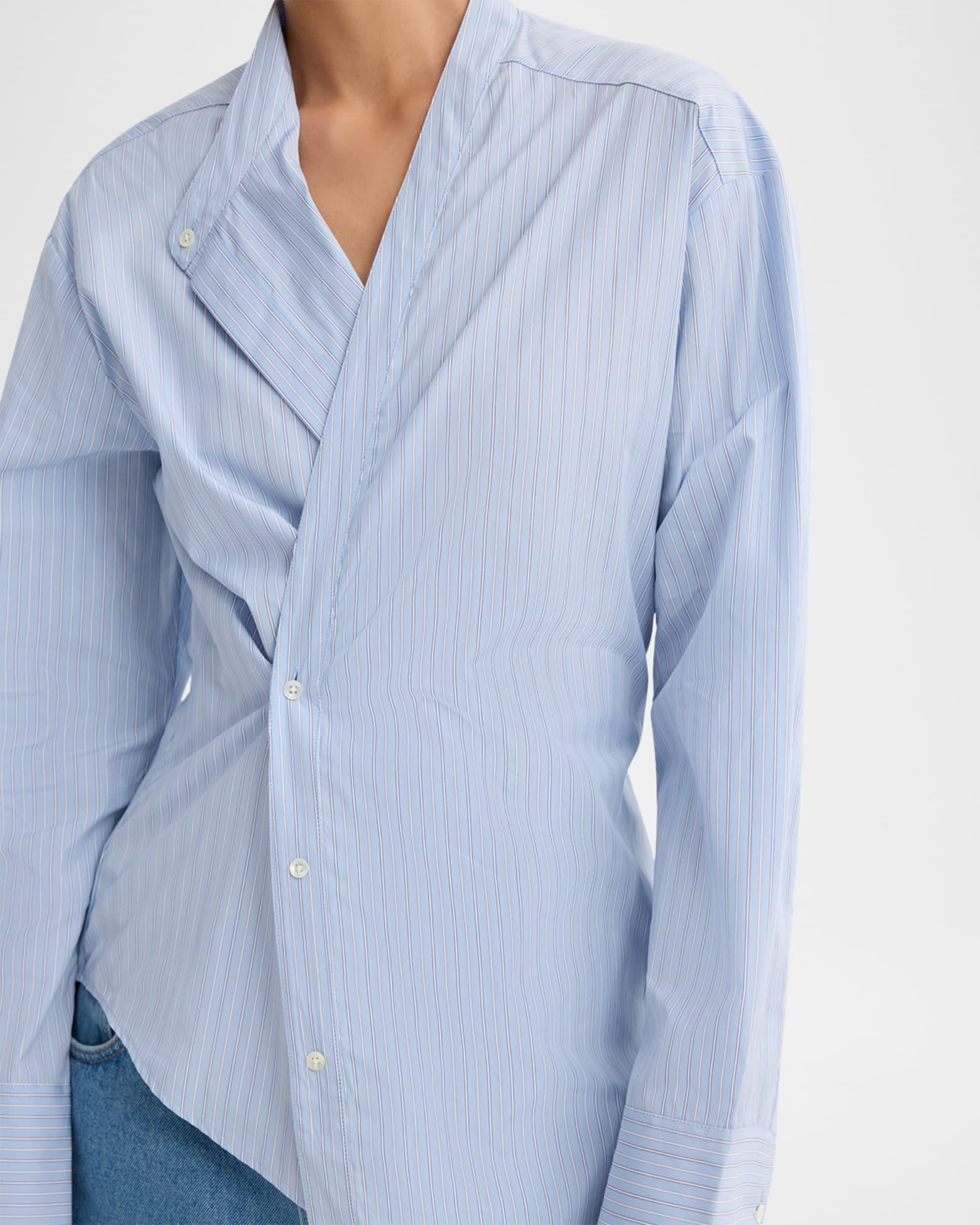 Stripe Long-Sleeve Overlap Shirt Product Image