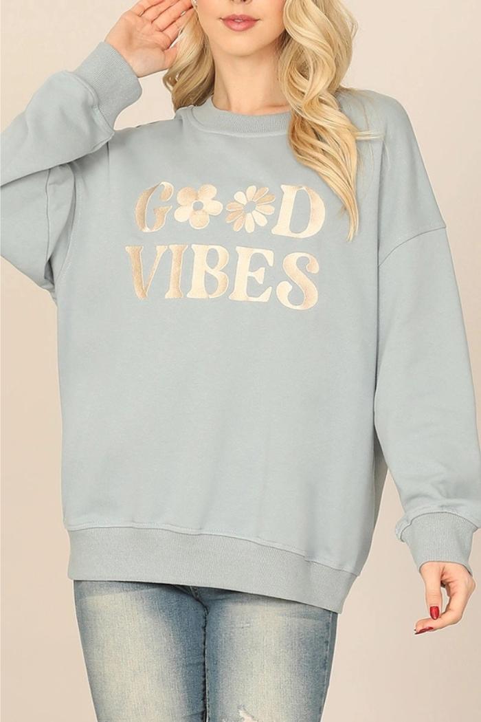 Sweatshirt Good Vibes Print Top Product Image