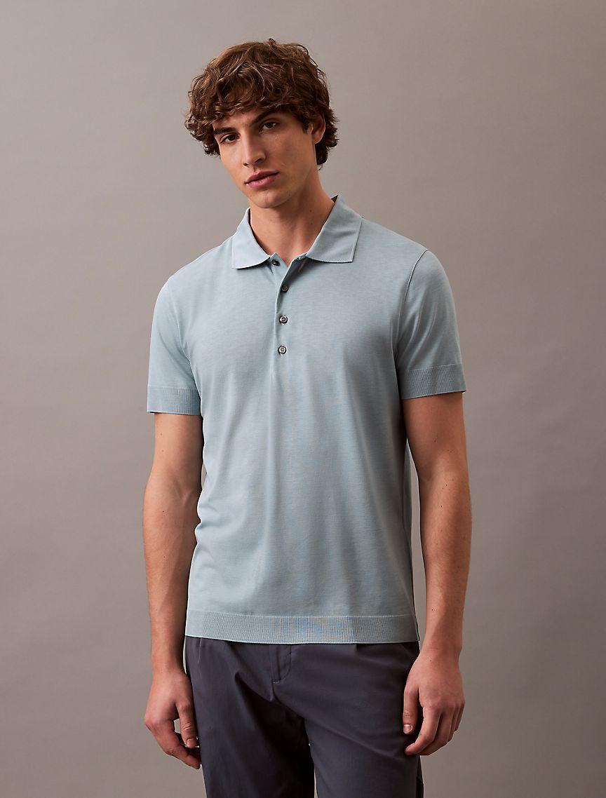 Fine Knit Lyocell Blend Polo Shirt Product Image