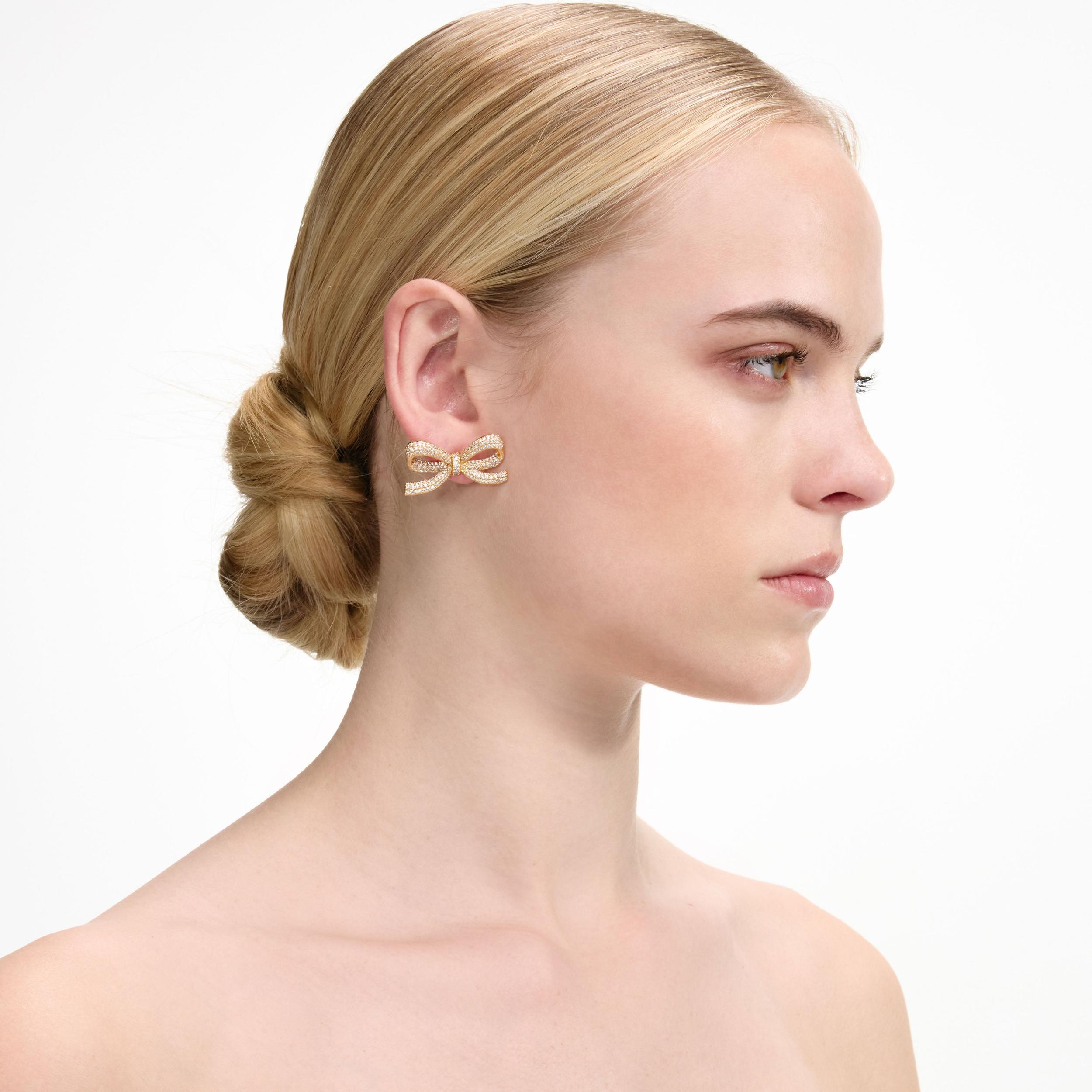 Gold Crystal Bow Earrings Product Image