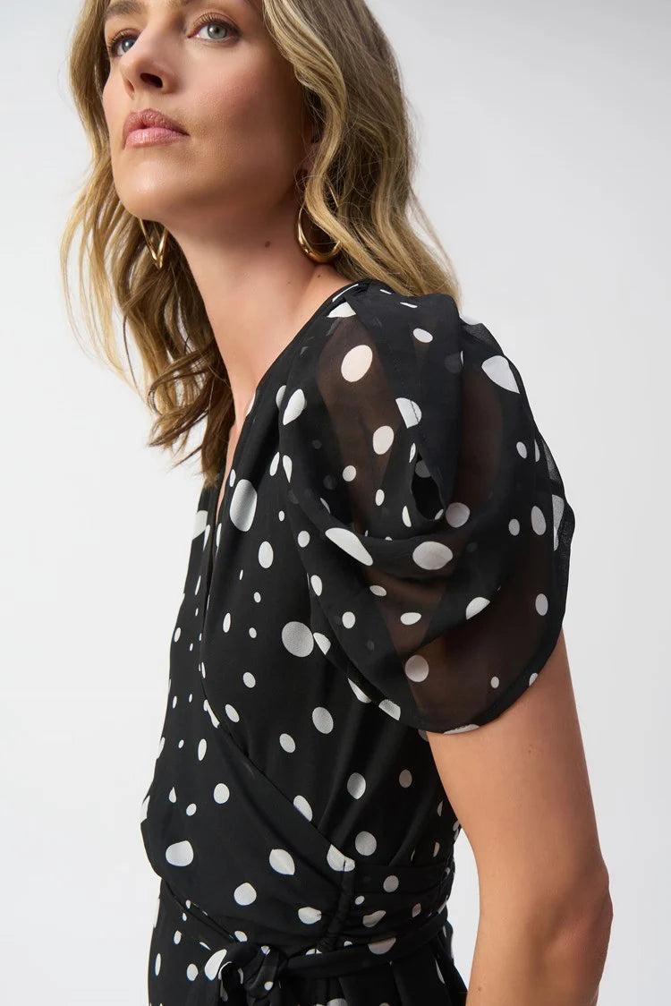 Chiffon Dot Print Wrap Dress Product Image