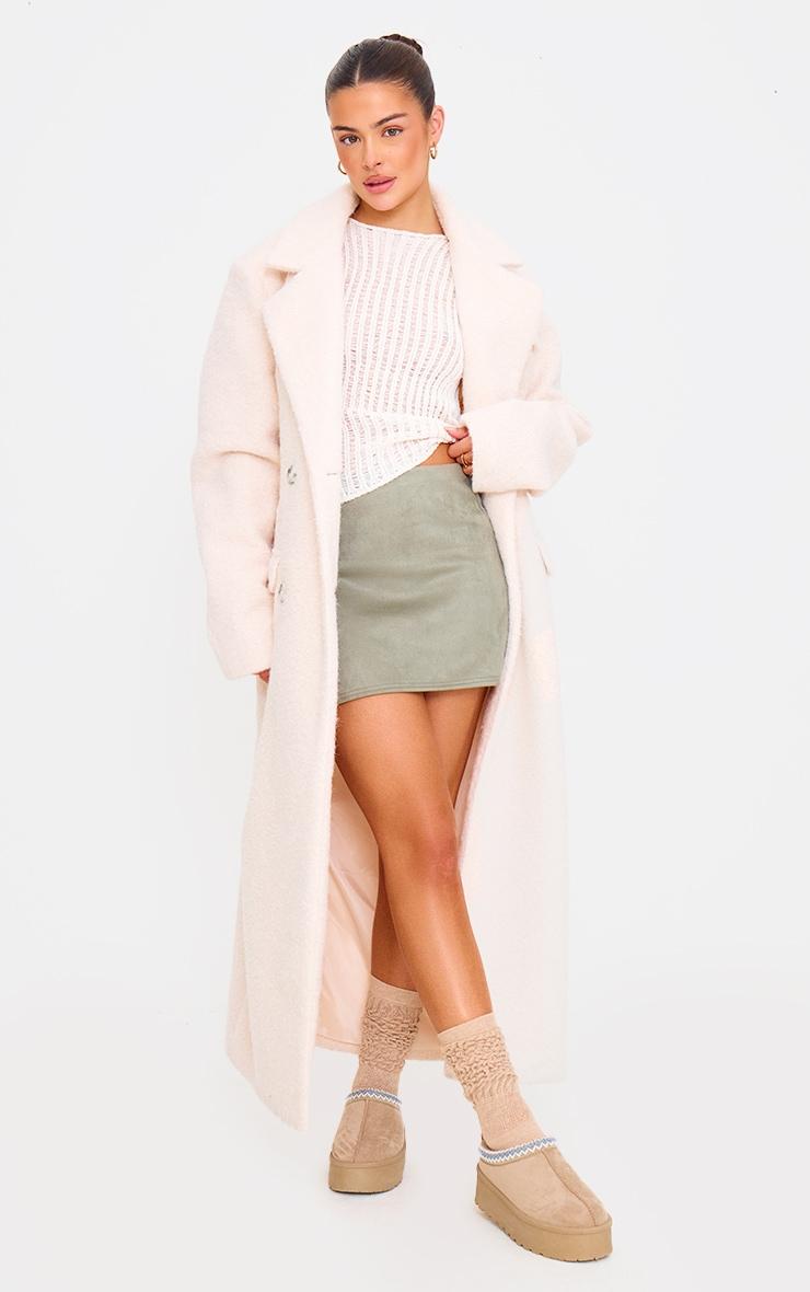 Sage Green Faux Suede Split Hem A Line Mini Skirt Product Image