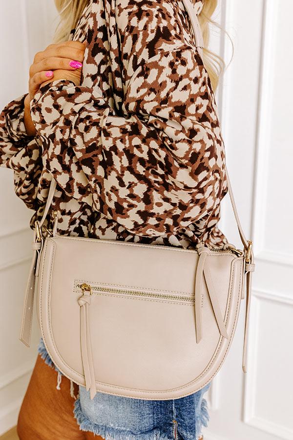 Uptown Allure Faux Leather Crossbody In Oatmeal Product Image