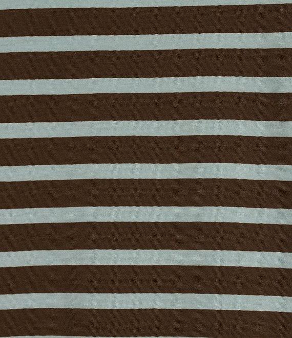 FRANCES VALENTINE Tonal Pima Cotton Crew Neck Long Sleeve Stripe Print Tee Shirt Product Image